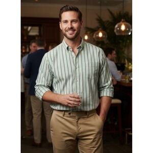 Tommy Bahama Cotton Striped Button Down Shirt Office Professional Mens Size XL